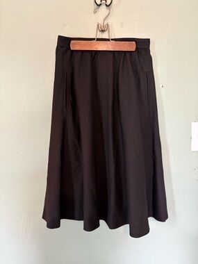villager Black A-Line Skirt with Subtle Pockets